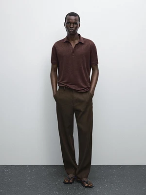 100% linen short sleeve polo shirt
