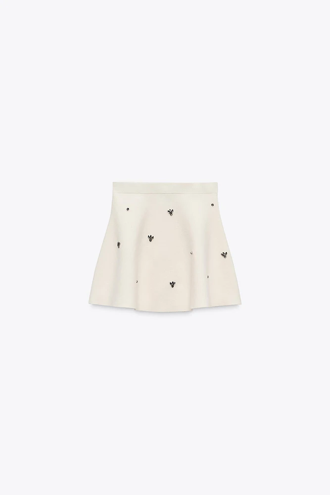 JEWEL BEAD KNIT SKIRT