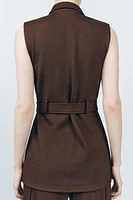 GILET AVEC CEINTURE EN SERGÉ