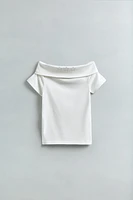 OFF SHOULDER STUDDED T-SHIRT