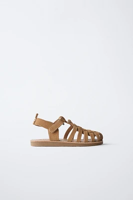 LEATHER CAGE SANDALS