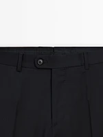 Pantalon de costume uni en laine