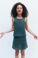 JUPE EN MAILLE DE CROCHET À FLEURS