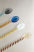 SET OF SPIRAL GLASS DESSERT SPOONS (SET OF 4)