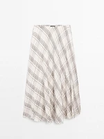 Flowing check midi skirt