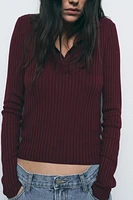 PULL POLO EN MAILLE CÔTELÉE