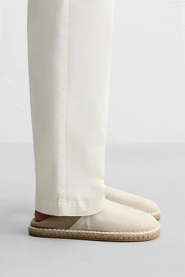 LEATHER AND FABRIC ESPADRILLES