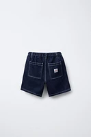 LABEL TRIM DENIM SHORTS