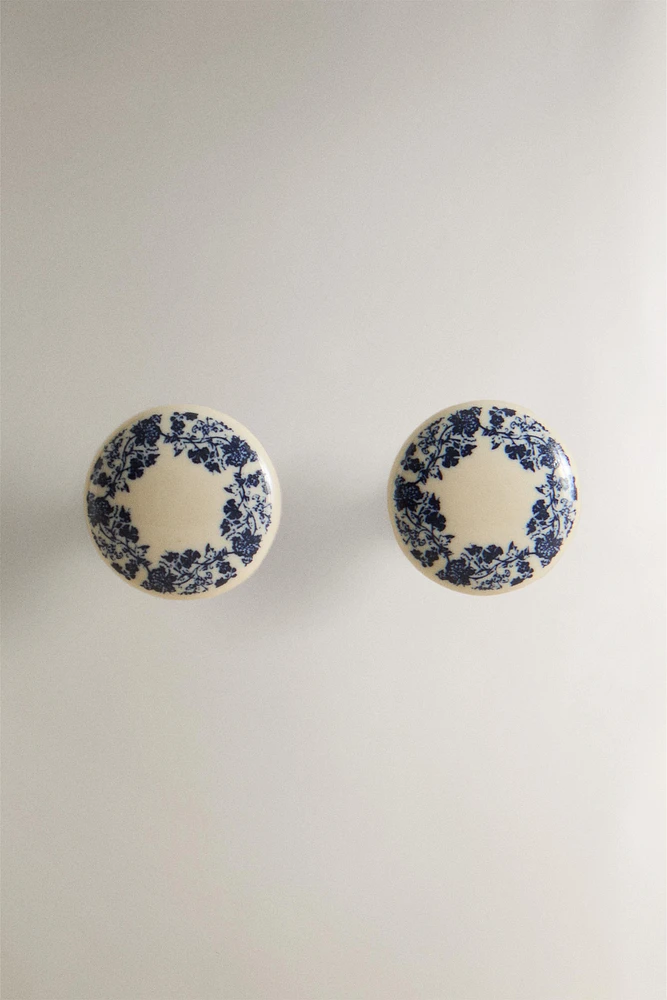 LOT BOUTONS DE PORTE CÉRAMIQUE FLEUR (LOT 2