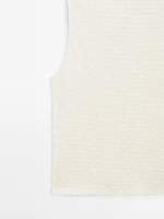 Textured cotton blend top