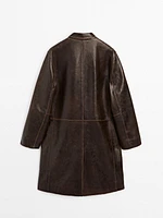 Manteau en cuir nappa effet usé