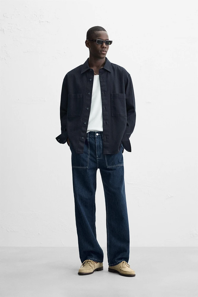 WIDE FIT TOPSTITCHED JEANS