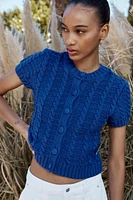 KNIT CARDIGAN WITH SHORT SLEEVES