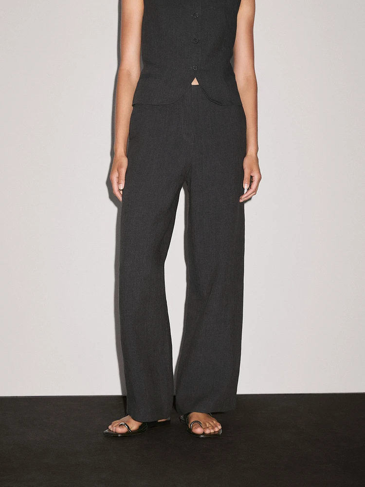 Pantalon straight léger 100 % lin