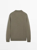 100% cashmere knit polo collar sweater