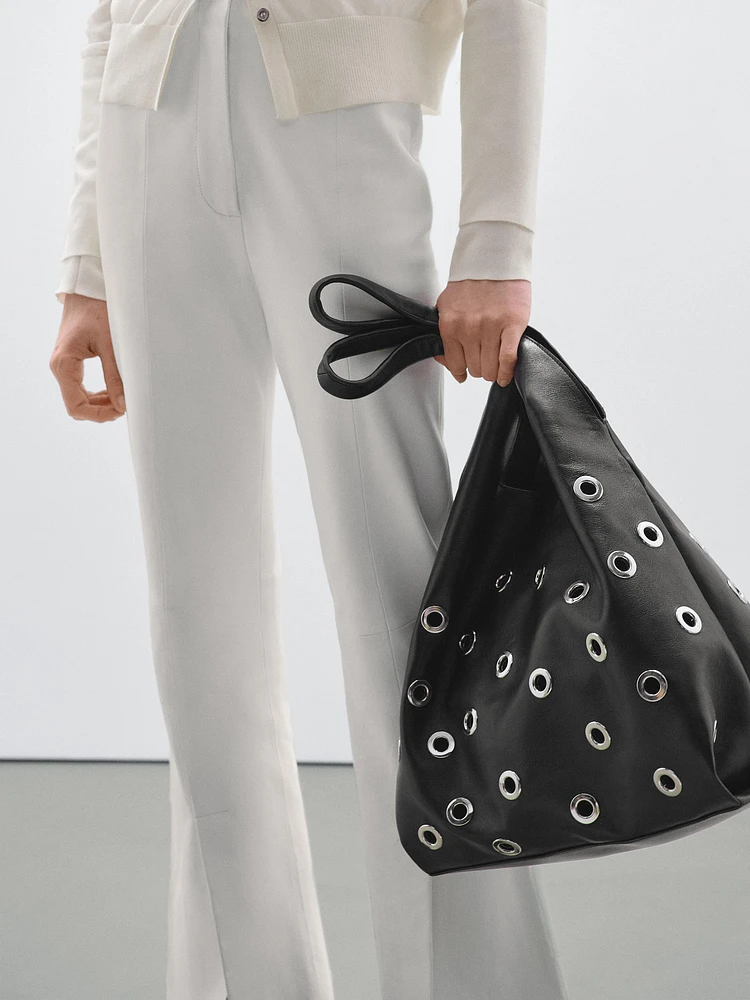 Pantalon flare fendu en cuir - Studio