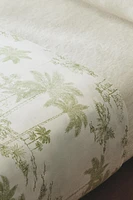 TOILE DE JOUY SATEEN FLAT SHEET WITH PALM TREES