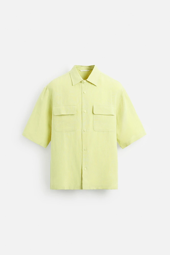 CHEMISE À POCHES 100 % LIN