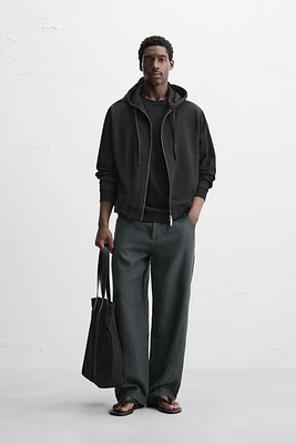 BASIC HOODED ZIP-UP SWEATSHIRT