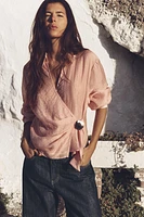 GOLD APPLIQUÉ WRAP SHIRT