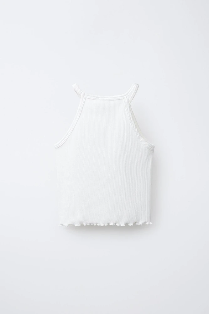 T-SHIRT CÔTELÉ PAPILLONS ET FLEURS