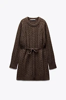 LONG PULL EN MAILLE TRESSÉE AVEC LAINE