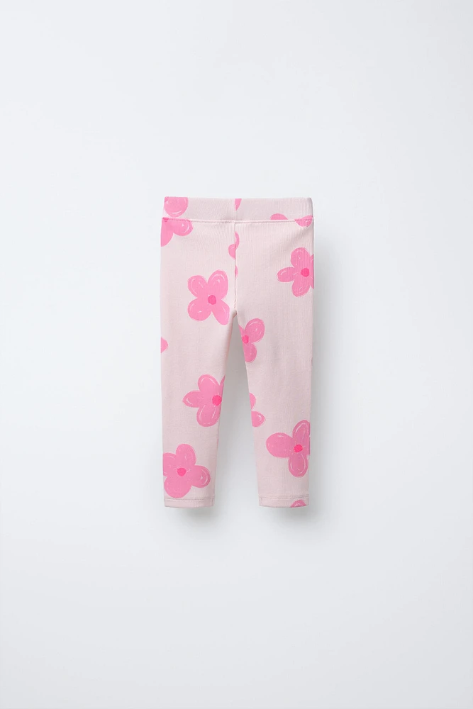 RIBBED PRINTED LEGGINGS