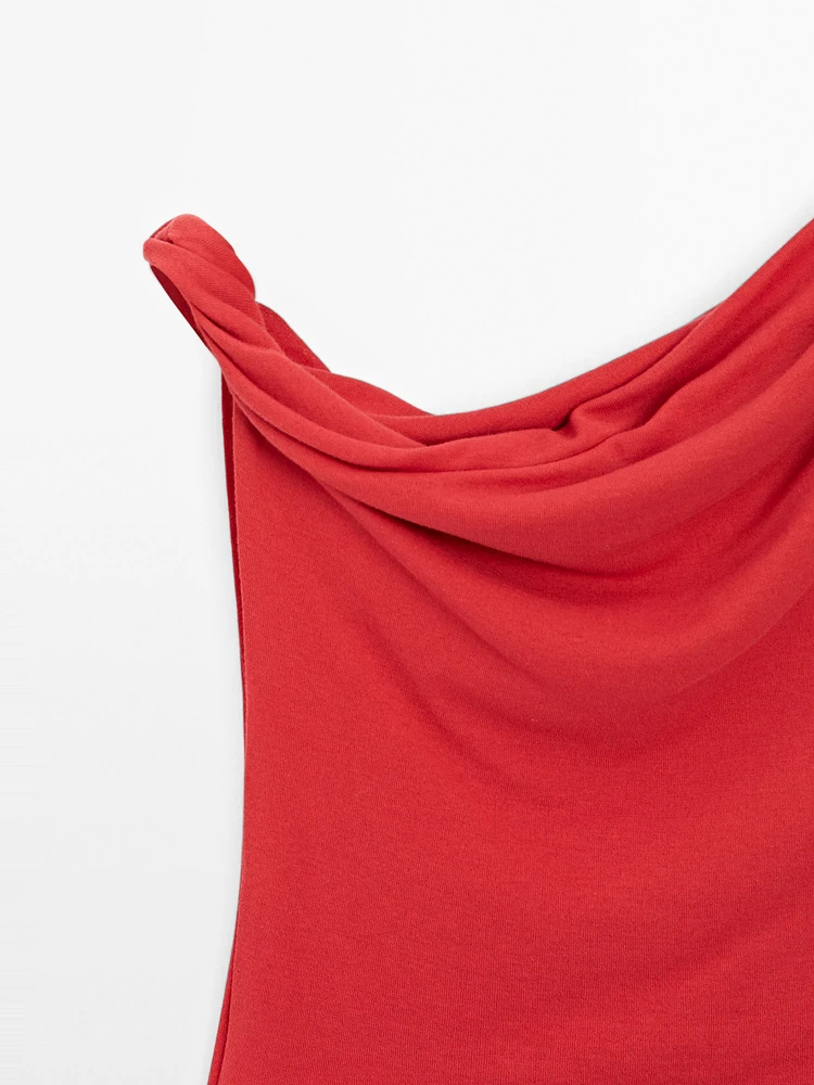 Top drapé avec nœud en coton