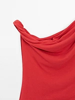 Top drapé avec nœud en coton
