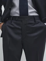 Pantalon de costume uni en laine