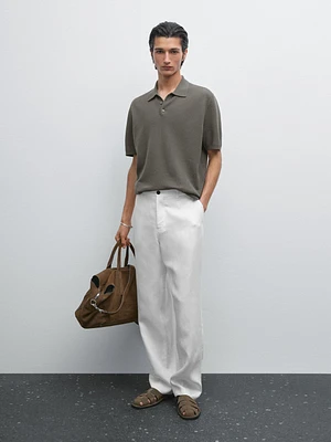 Polo en maille texturée 100 % coton
