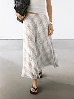 Flowing check midi skirt