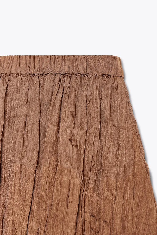 WRINKLED EFFECT BALLOON MIDI SKIRT