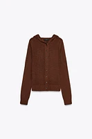 HOODED KNIT CARDIGAN