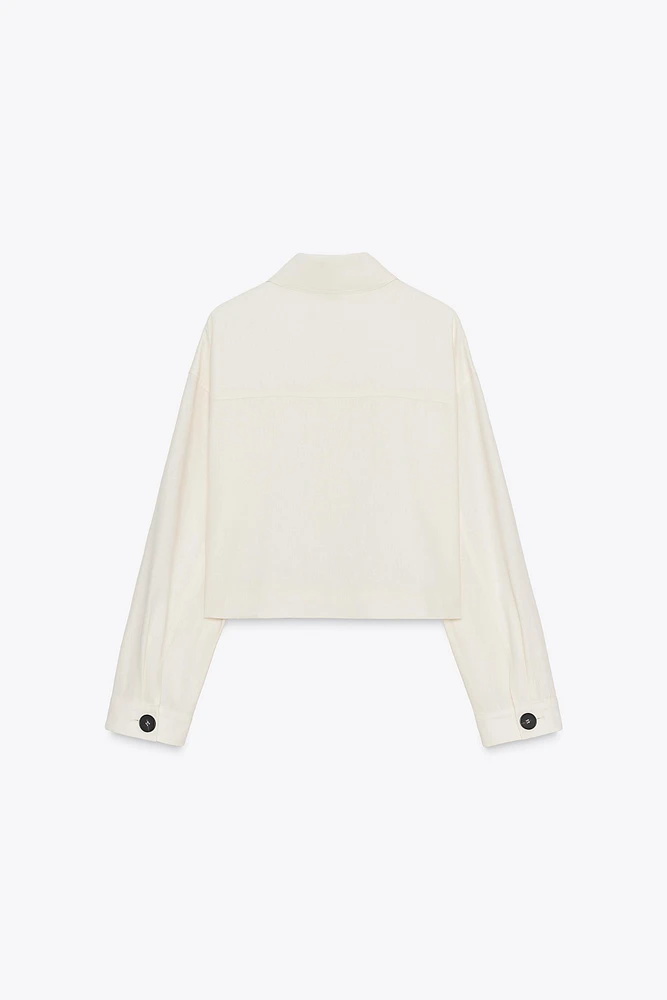 LINEN JACKET WITH CONTRAST SLEEVES