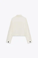 LINEN JACKET WITH CONTRAST SLEEVES