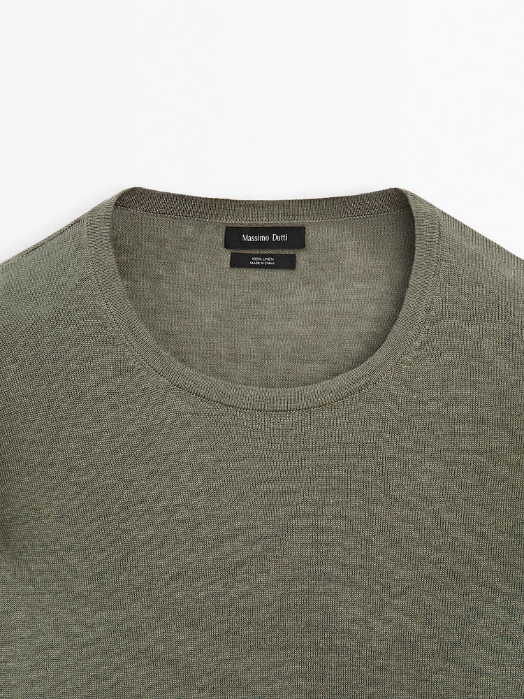 Pull col rond 100 % lin