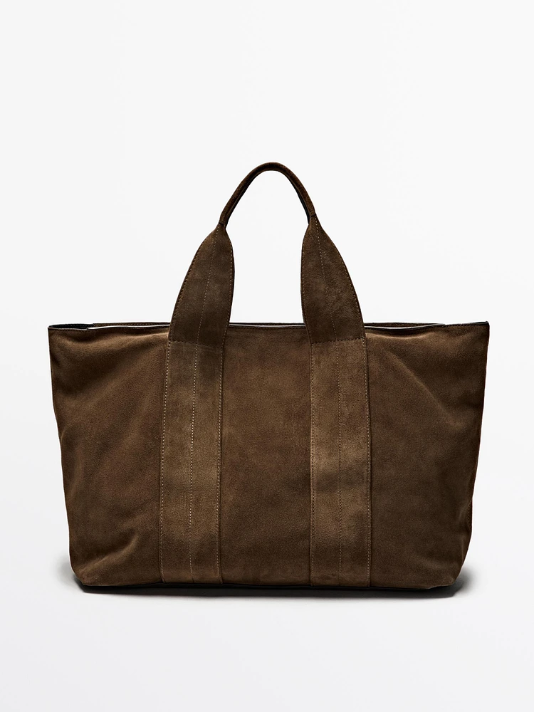 Sac cabas en croûte de cuir