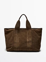 Sac cabas en croûte de cuir