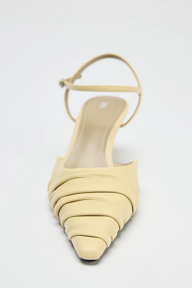 RUCHED LEATHER HEELS