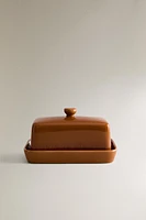 CARAMEL STONEWARE BUTTER DISH