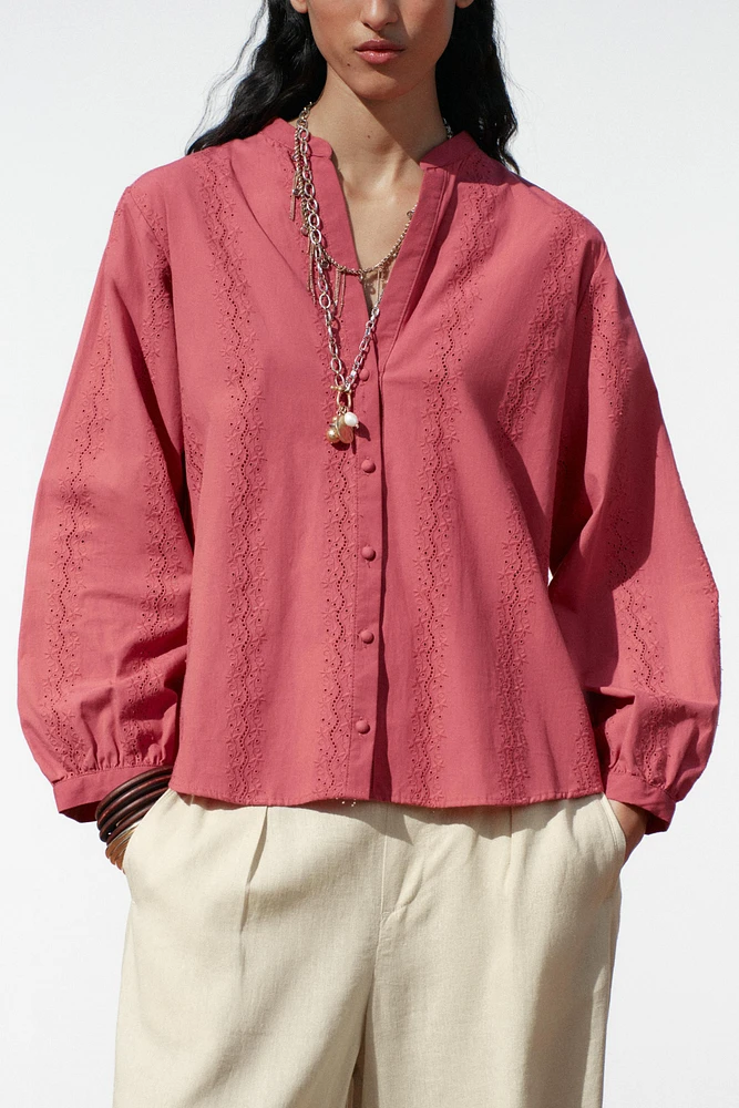 EMBROIDERED EYELET BLOUSE