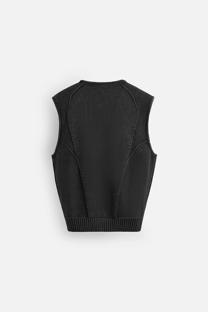 GILET DÉLAVÉ EN MAILLE