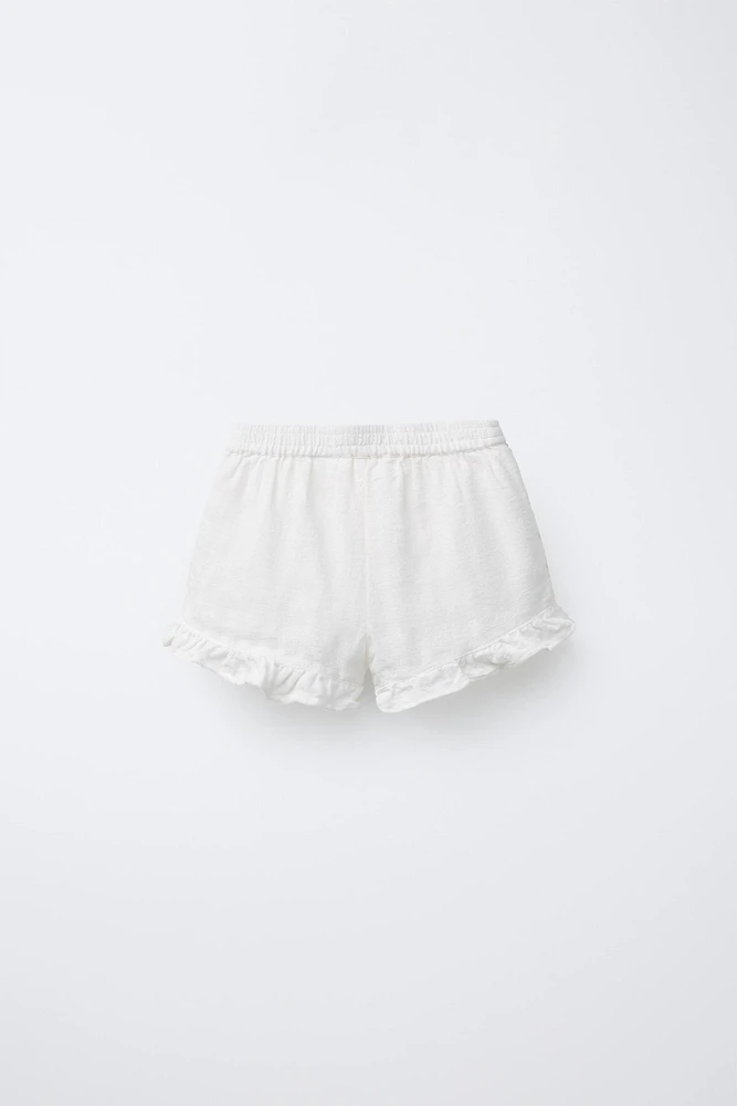 CROCHET RUFFLE SHORTS