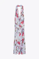 PRINTED MIDI HALTER DRESS