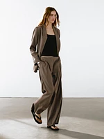 Linen blend straight-leg trousers with darts