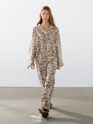 Animal print straight-leg trousers