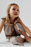EMBROIDERED COTTON LINEN TOP