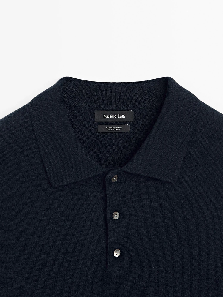 Pull en maille à col polo 100 % cachemire
