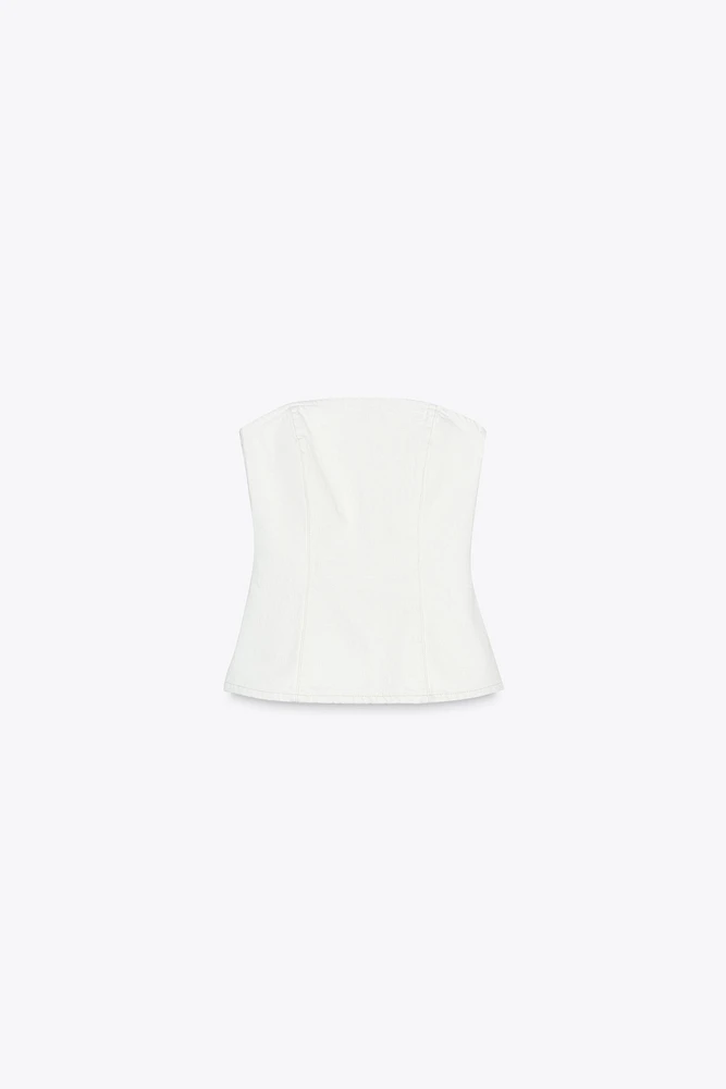 TRF DENIM BANDEAU TOP